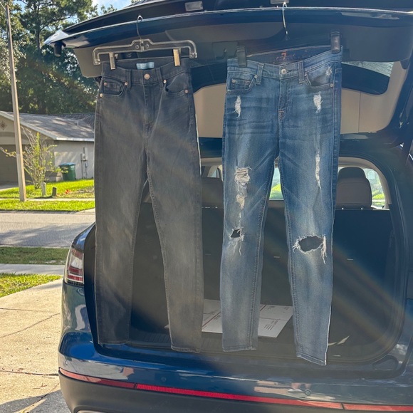 7 For All Mankind Black and Blue Skinny Jeans - Picture 1 of 15